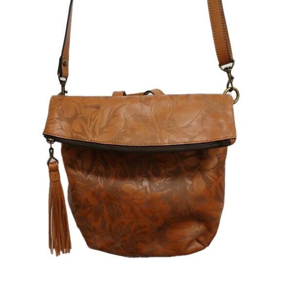 Patricia Nash Messenger Bag Tooled Floral Leather Western Moto Shoulder Bohemian